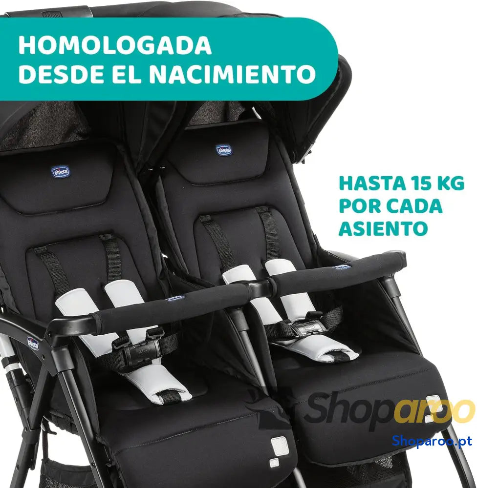 Chicco OHlalà Twin Cadeira de passeio gémeas meses a 15 kg para botões punho e irmãos carrinho duplo reclinável