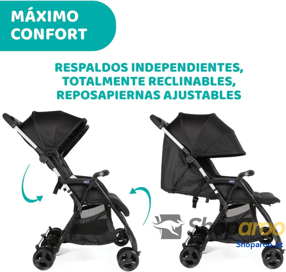 Chicco OHlalà Twin Cadeira de passeio gémeas meses a 15 kg para botões punho e irmãos carrinho duplo reclinável