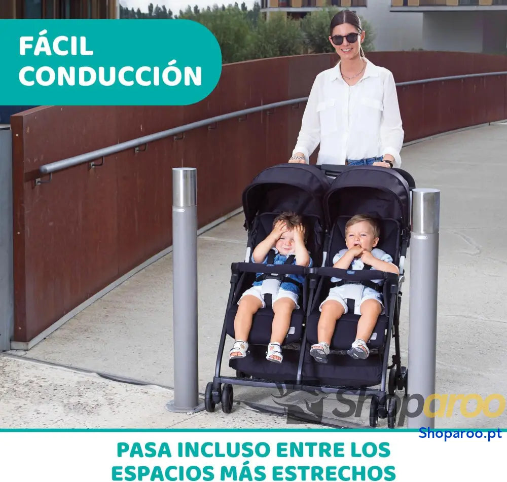 Chicco OHlalà Twin Cadeira de passeio gémeas meses a 15 kg para botões punho e irmãos carrinho duplo reclinável