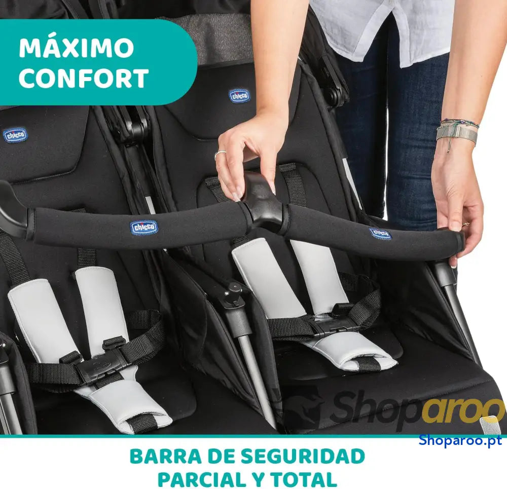 Chicco OHlalà Twin Cadeira de passeio gémeas meses a 15 kg para botões punho e irmãos carrinho duplo reclinável