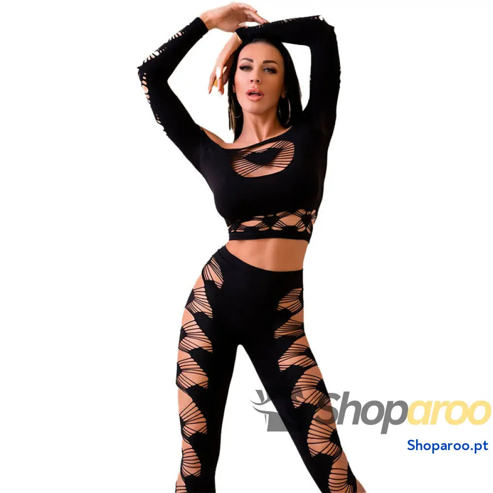 CHILIROSE CR 4436 TOP & LEGGINS PRETO S/L