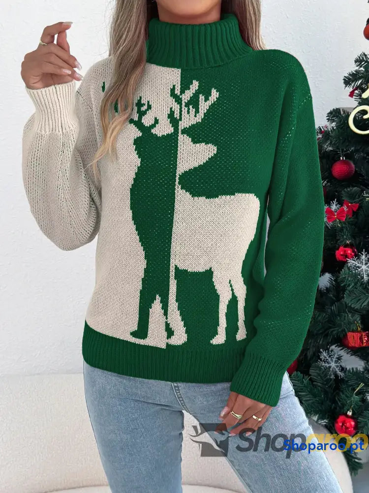 Christmas Reindeer Turtleneck Sweater