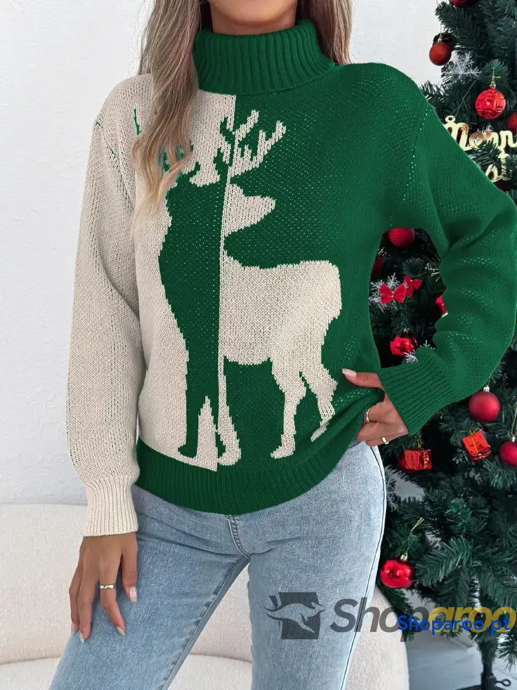 Christmas Reindeer Turtleneck Sweater
