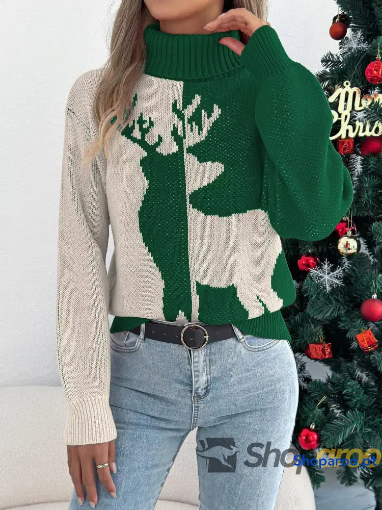 Christmas Reindeer Turtleneck Sweater