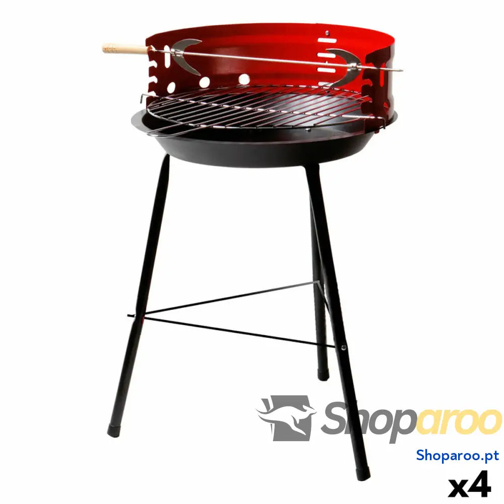 Churrasco Portátil Aktive Madeira Ferro 37,5 x 70 x 38,5 cm (4 Unidades) Vermelho