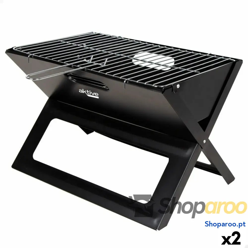 Churrasco Portátil Aktive Preto Aço Ferro 45 x 30 x 29 cm
