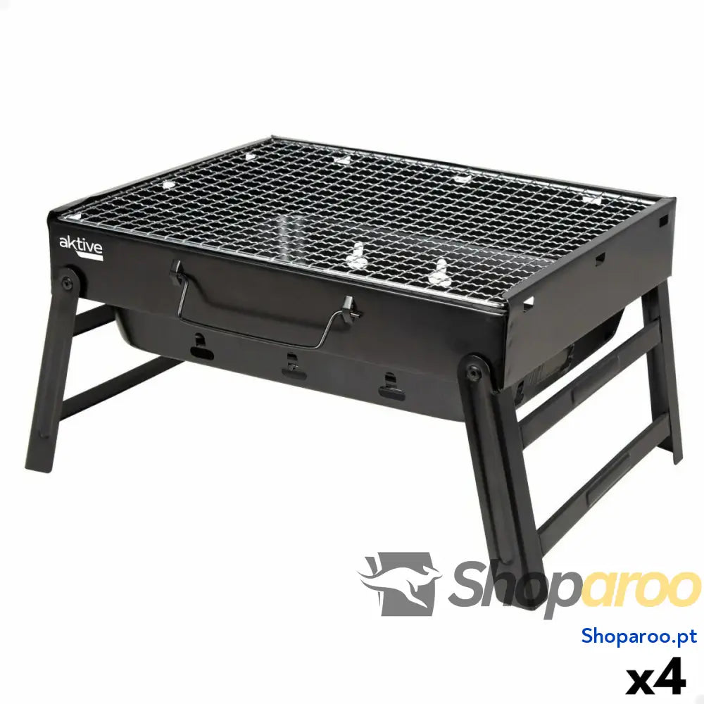 Churrasco Portátil Aktive Retangular Preto Aço 40 x 20 x 28 cm