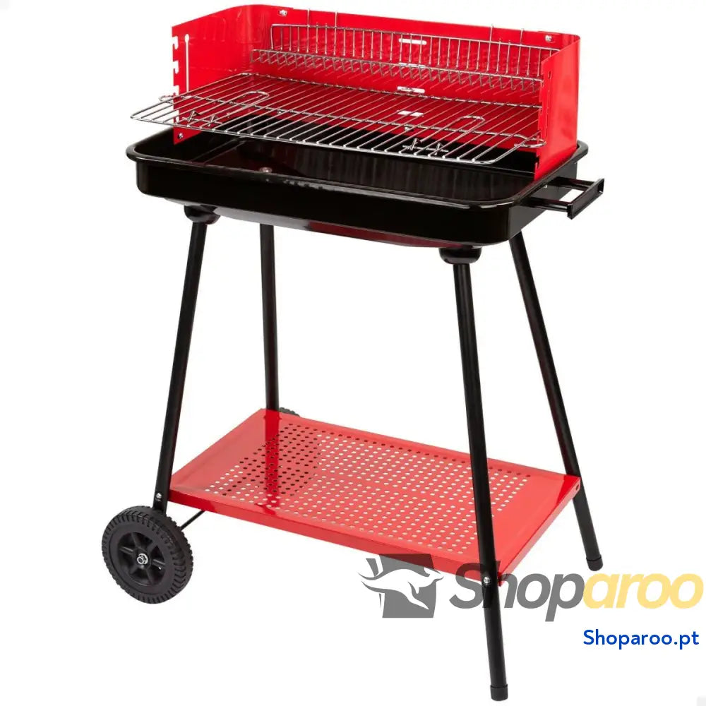 Churrasqueira a Carvão com Rodas Aktive Aço Plástico Metal Esmaltado 66 x 85 x 44 cm Vermelho