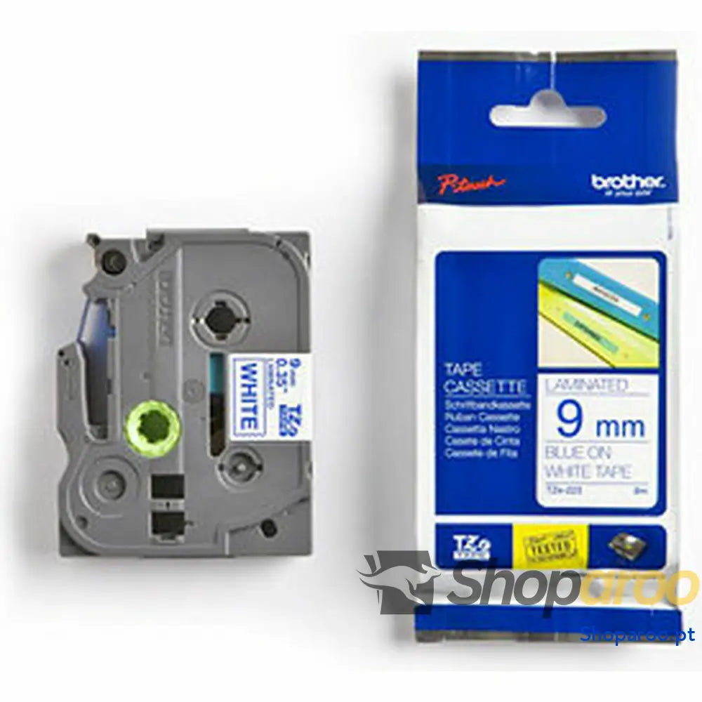 Cinta laminada para máquinas rotuladoras Brother Cinta laminada 9mm Azul/Branco