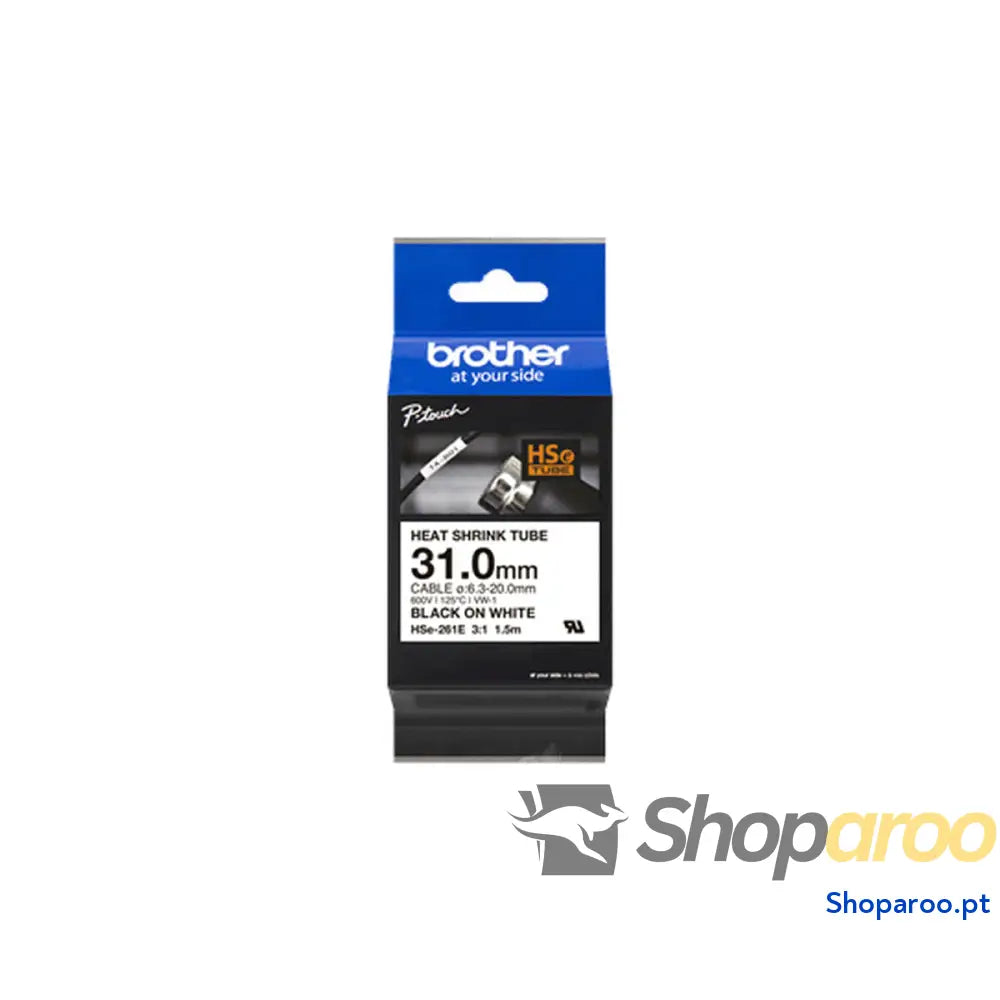 Cinta laminada para máquinas rotuladoras Brother HSE261E Branco Preto (1 Unidade)