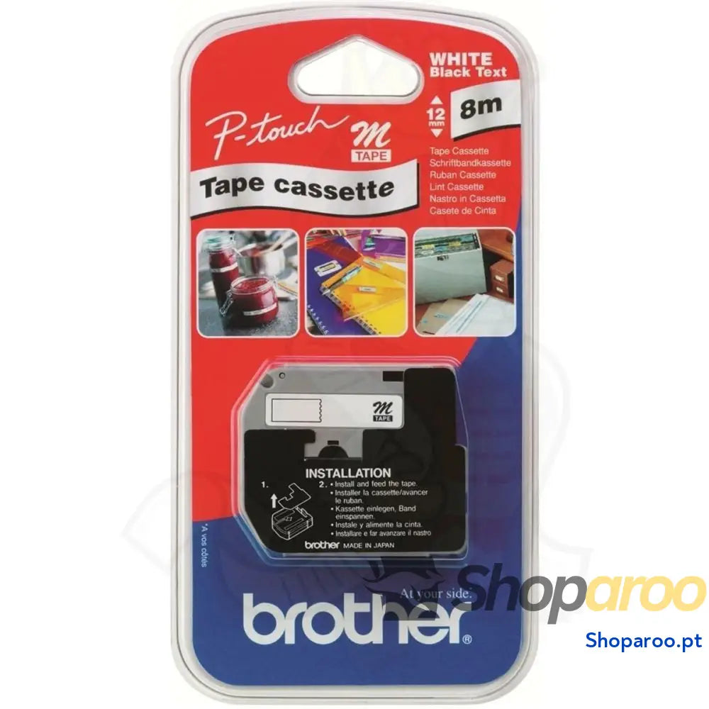 Cinta laminada para máquinas rotuladoras Brother MK221 Branco Preto 9 mm x 8 m
