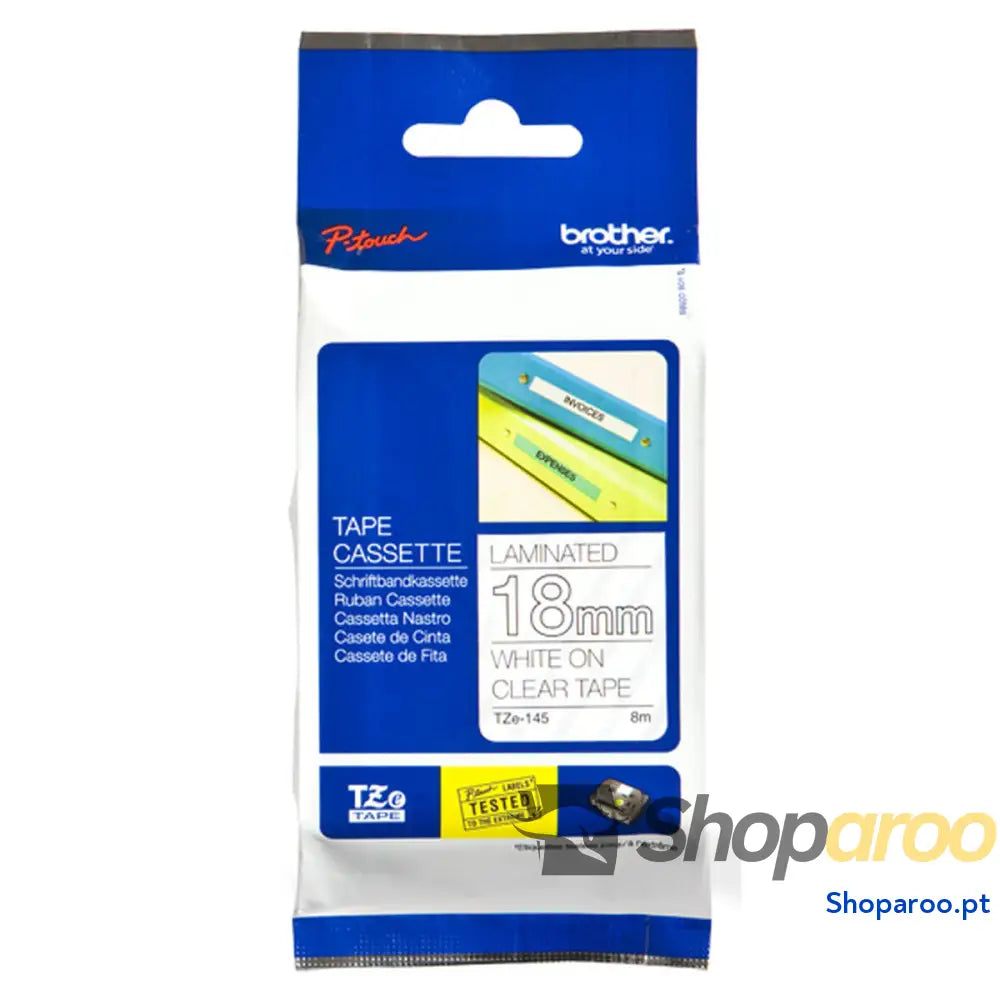 Cinta laminada para máquinas rotuladoras Brother TZE145 Cinzento 18mm