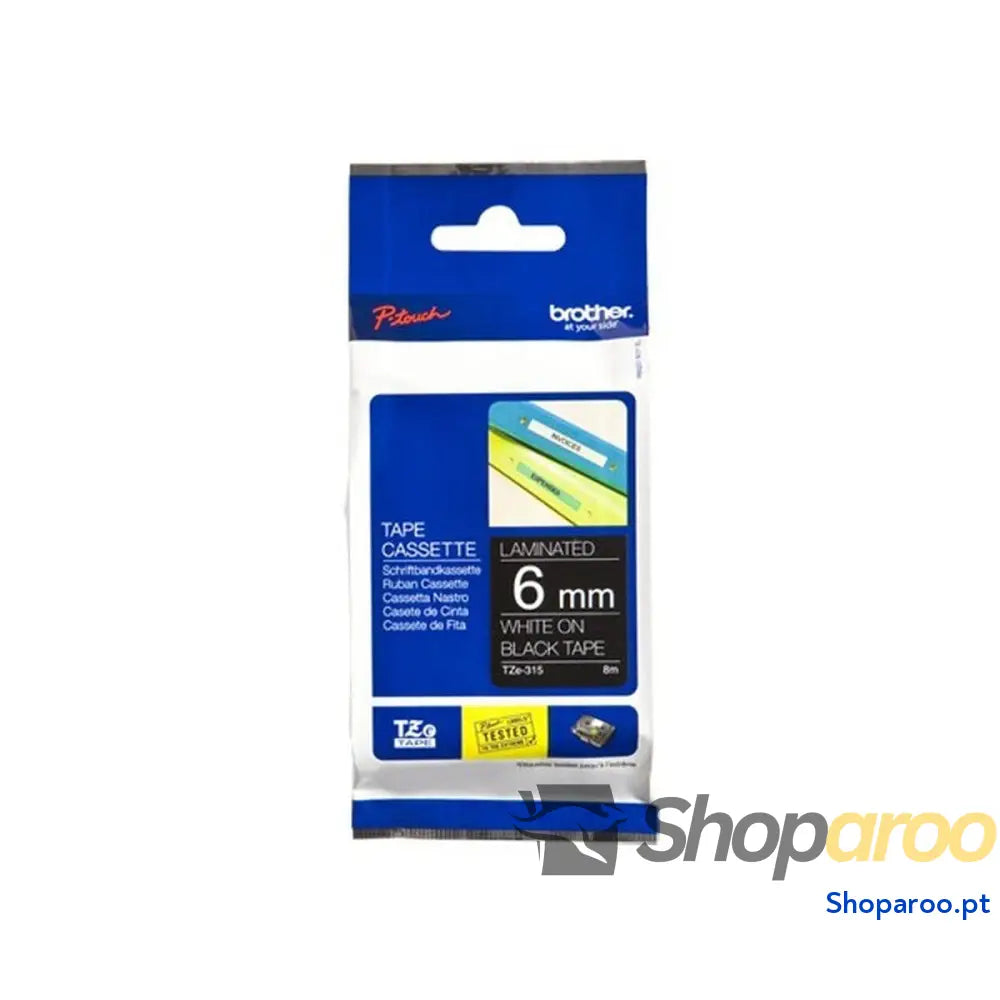 Cinta laminada para máquinas rotuladoras Brother TZE315 Cinzento Branco/Preto