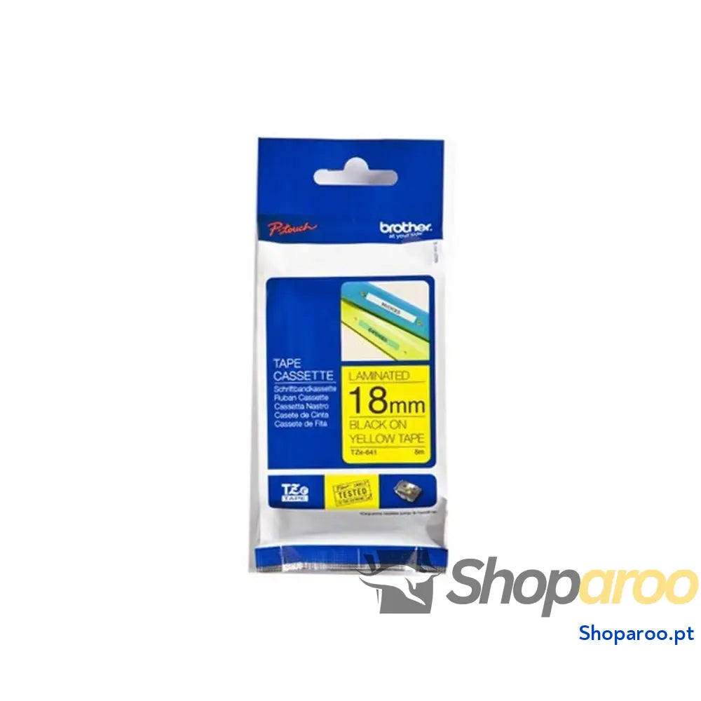 Cinta laminada para máquinas rotuladoras Brother TZE641 Amarelo Preto Preto/Amarelo 18mm
