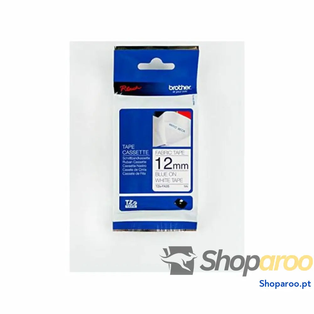 Cinta laminada para máquinas rotuladoras Brother TZEFA3 Azul Azul/Branco 12 mm