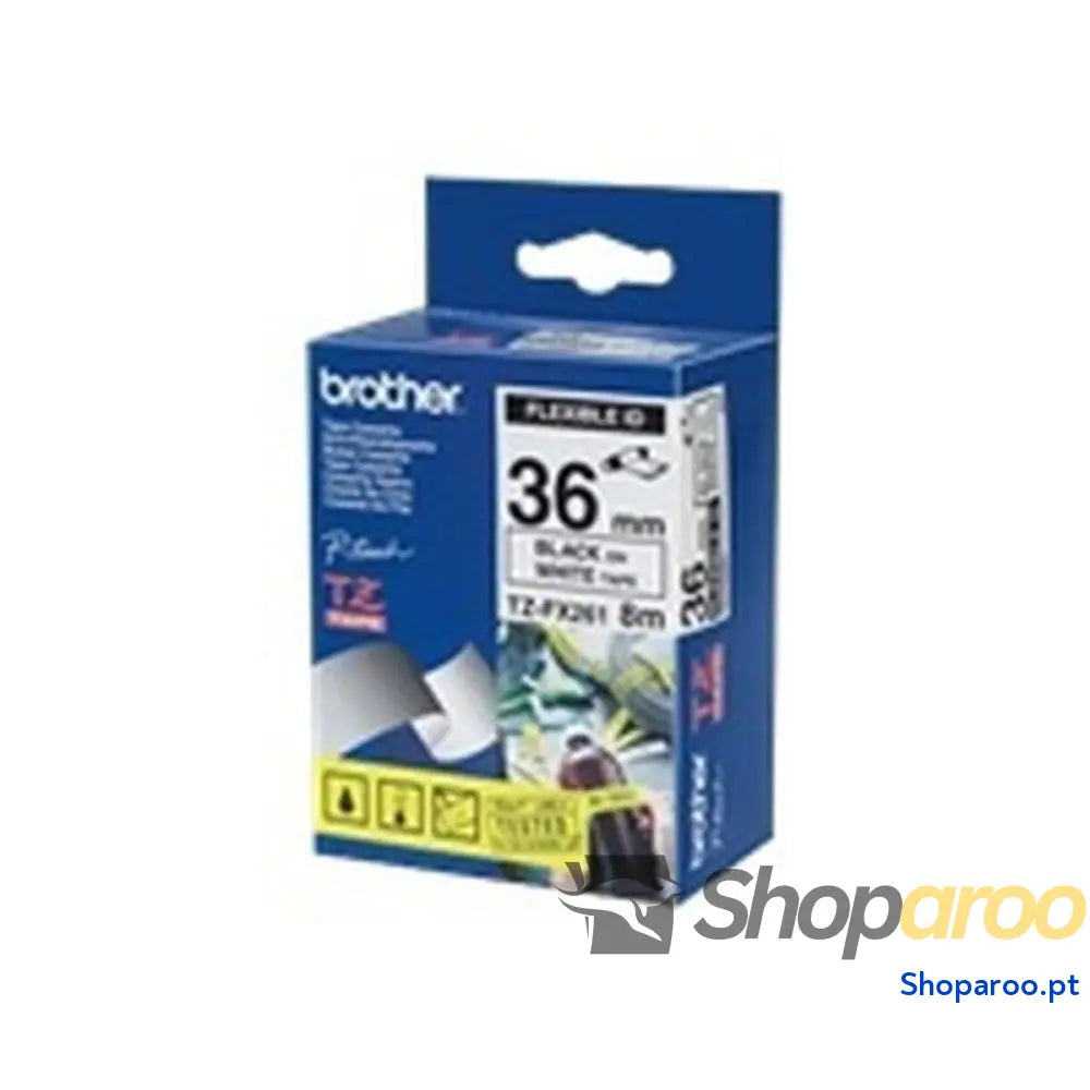 Cinta laminada para máquinas rotuladoras Brother TZEFX261 Branco Preto/Branco
