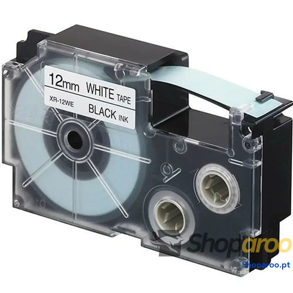 Cinta laminada para máquinas rotuladoras Casio XR-12WE Branco Preto