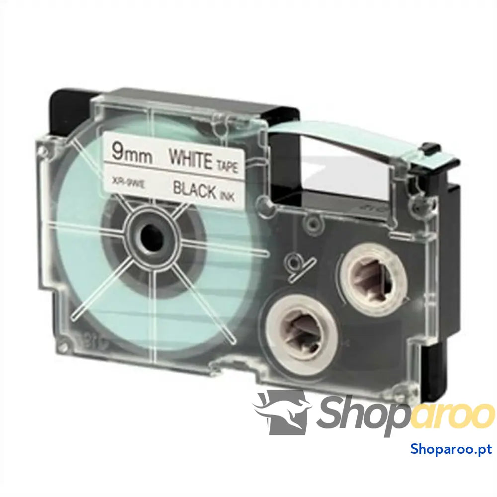 Cinta laminada para máquinas rotuladoras Casio XR-9WE Branco Preto