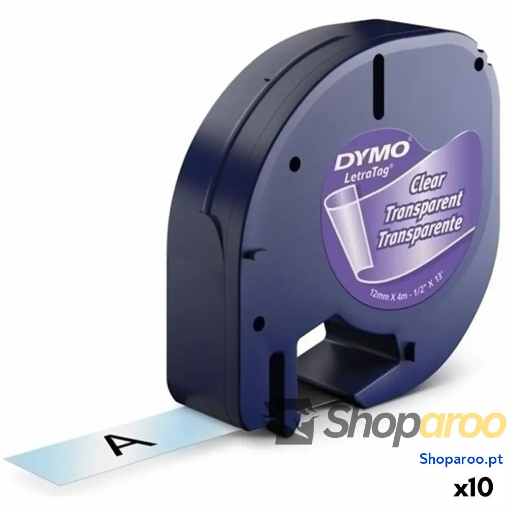 Cinta laminada para máquinas rotuladoras Dymo 12267 12 mm x 4 m Transparente Plástico Preto (10 Unidades)