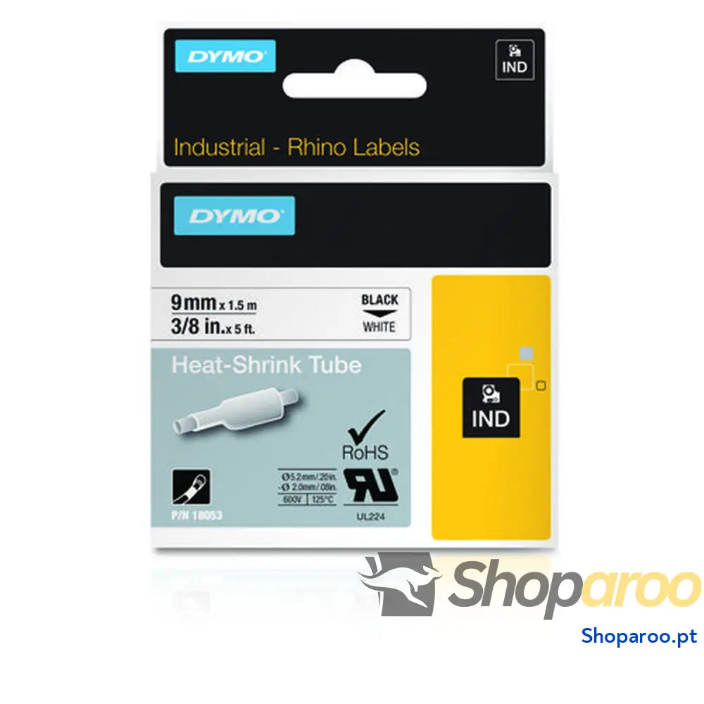 Cinta laminada para máquinas rotuladoras Dymo 18053 Branco/Preto Preto/Branco 9 mm