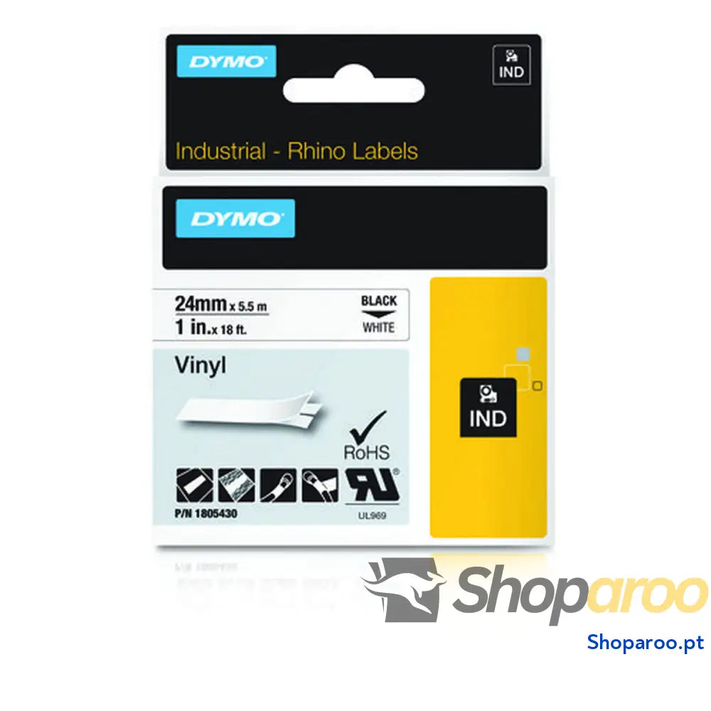Cinta laminada para máquinas rotuladoras Dymo 1805430 Multicolor Preto/Branco 24 mm