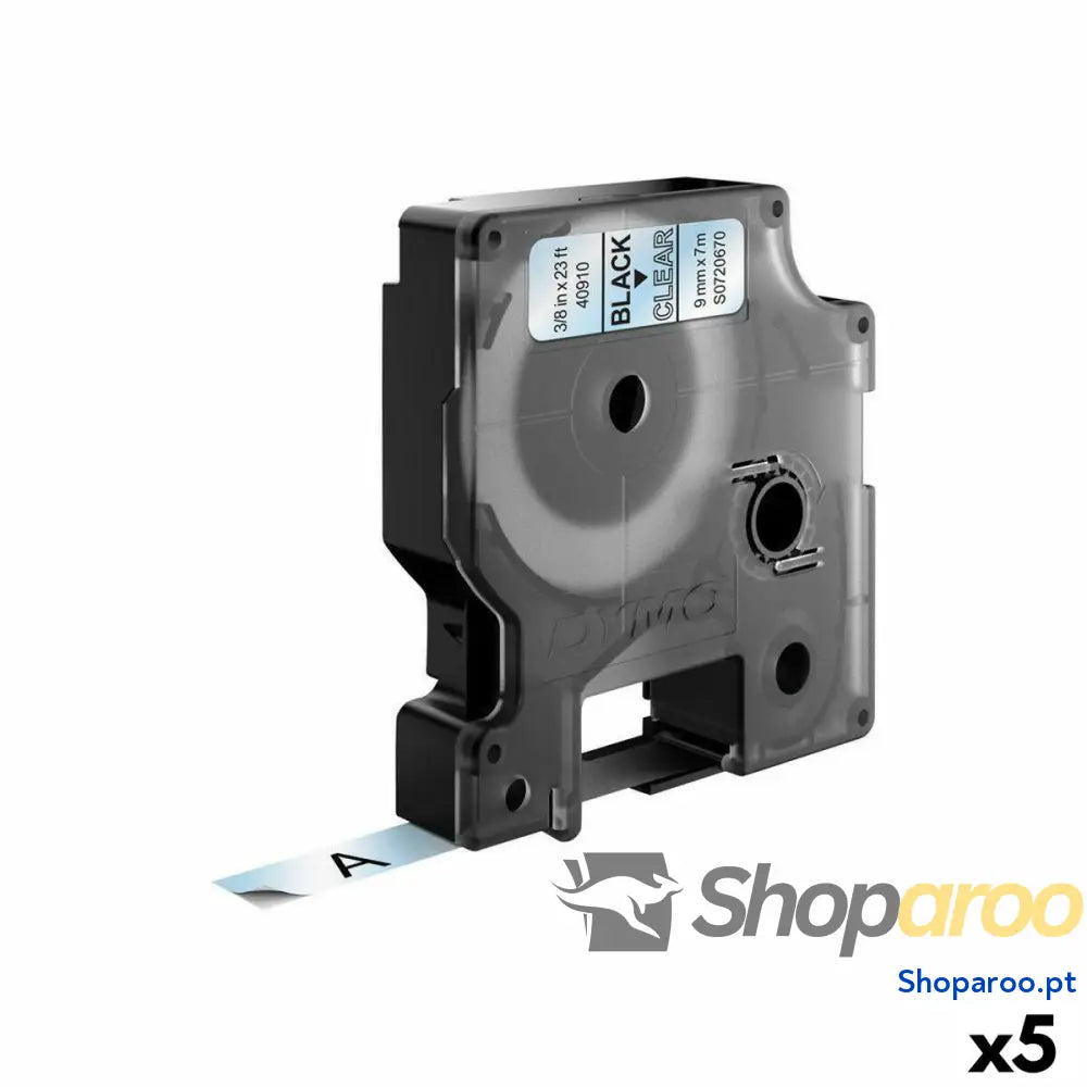 Cinta laminada para máquinas rotuladoras Dymo D1 40910 9 mm LabelManager™ Transparente Preto (5 Unidades)