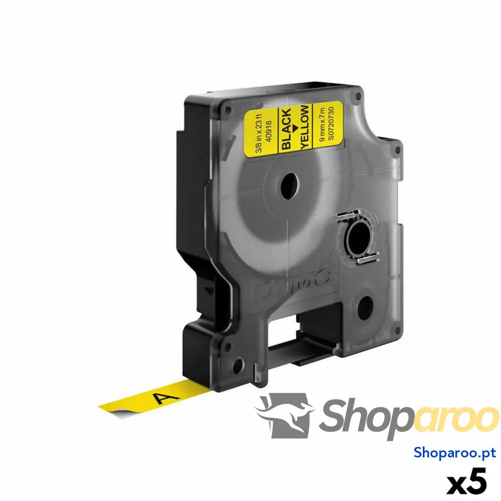 Cinta laminada para máquinas rotuladoras Dymo D1 40918 9 mm LabelManager™ Preto Amarelo (5 Unidades)