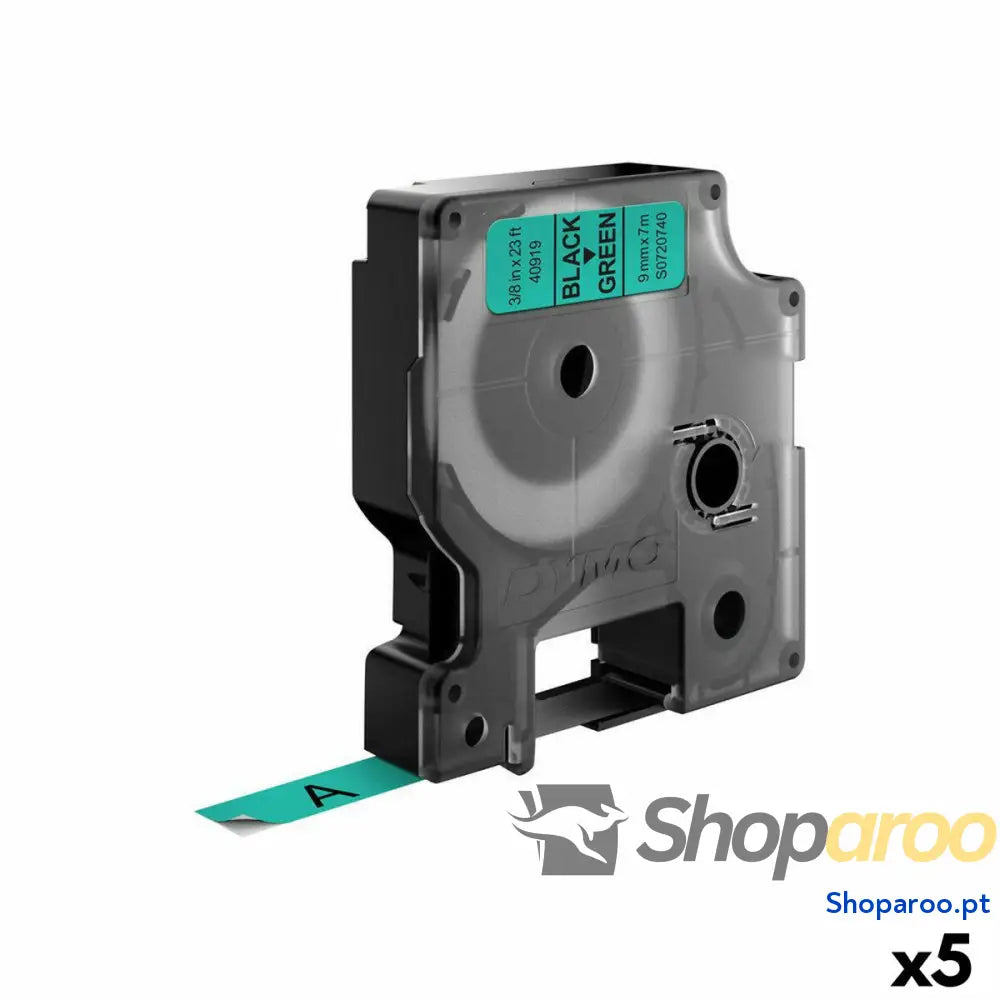 Cinta laminada para máquinas rotuladoras Dymo D1 40919 9 mm LabelManager™ Preto Verde (5 Unidades)