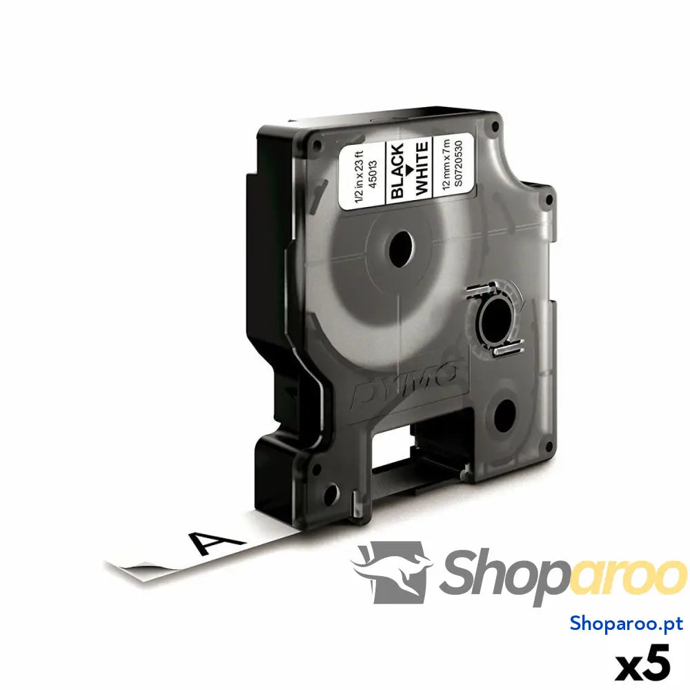Cinta laminada para máquinas rotuladoras Dymo D1 45013 12 mm LabelManager™ Branco Preto (5 Unidades)