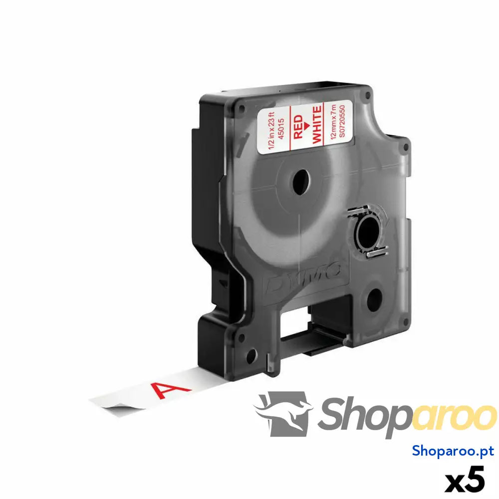 Cinta laminada para máquinas rotuladoras Dymo D1 45015 12 mm LabelManager™ Branco Vermelho Preto (5 Unidades)