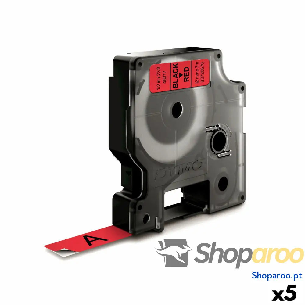 Cinta laminada para máquinas rotuladoras Dymo D1 45017 12 mm LabelManager™ Vermelho Preto (5 Unidades)