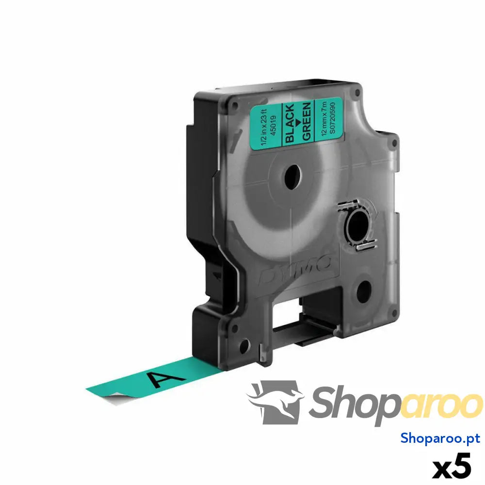 Cinta laminada para máquinas rotuladoras Dymo D1 45019 12 mm LabelManager™ Verde Preto (5 Unidades)