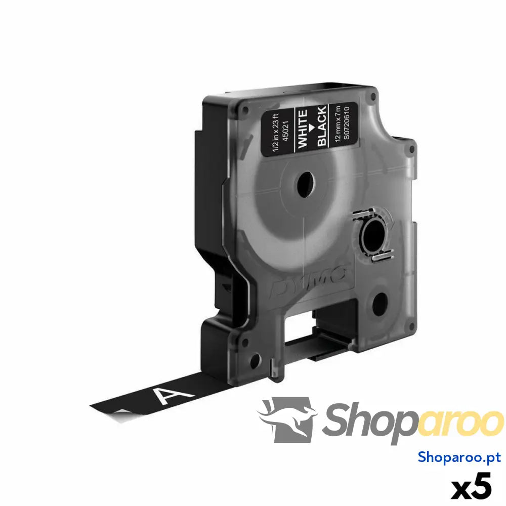 Cinta laminada para máquinas rotuladoras Dymo D1 45021 12 mm LabelManager™ Branco Preto (5 Unidades)