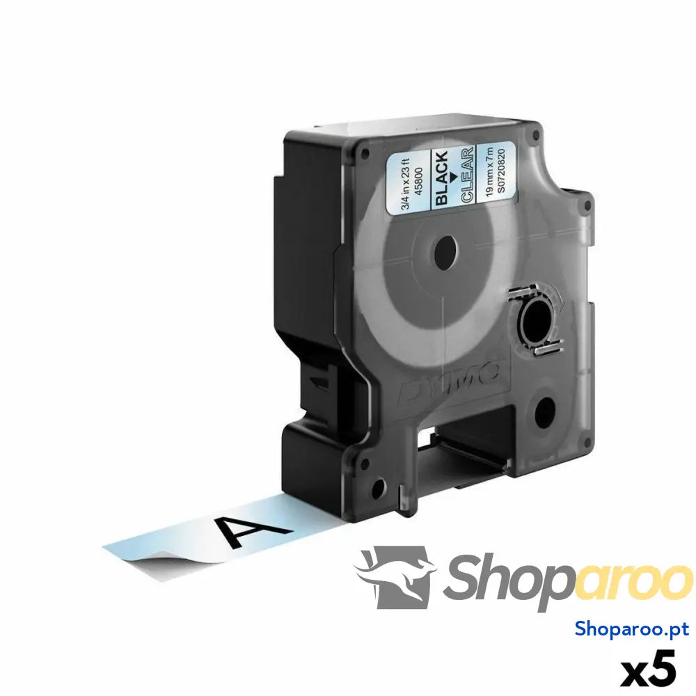 Cinta laminada para máquinas rotuladoras Dymo D1 45800 LabelManager™ Preto Transparente (5 Unidades)