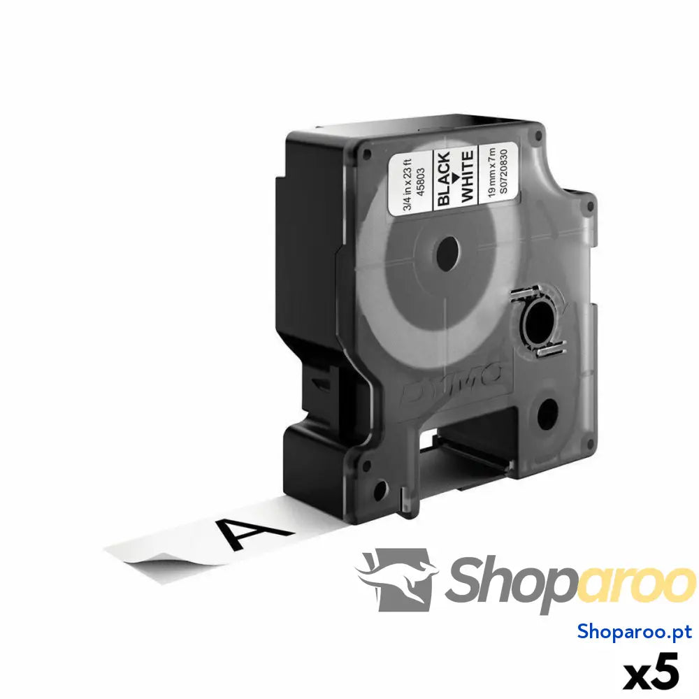 Cinta laminada para máquinas rotuladoras Dymo D1 45803 LabelManager™ Branco Preto (5 Unidades)