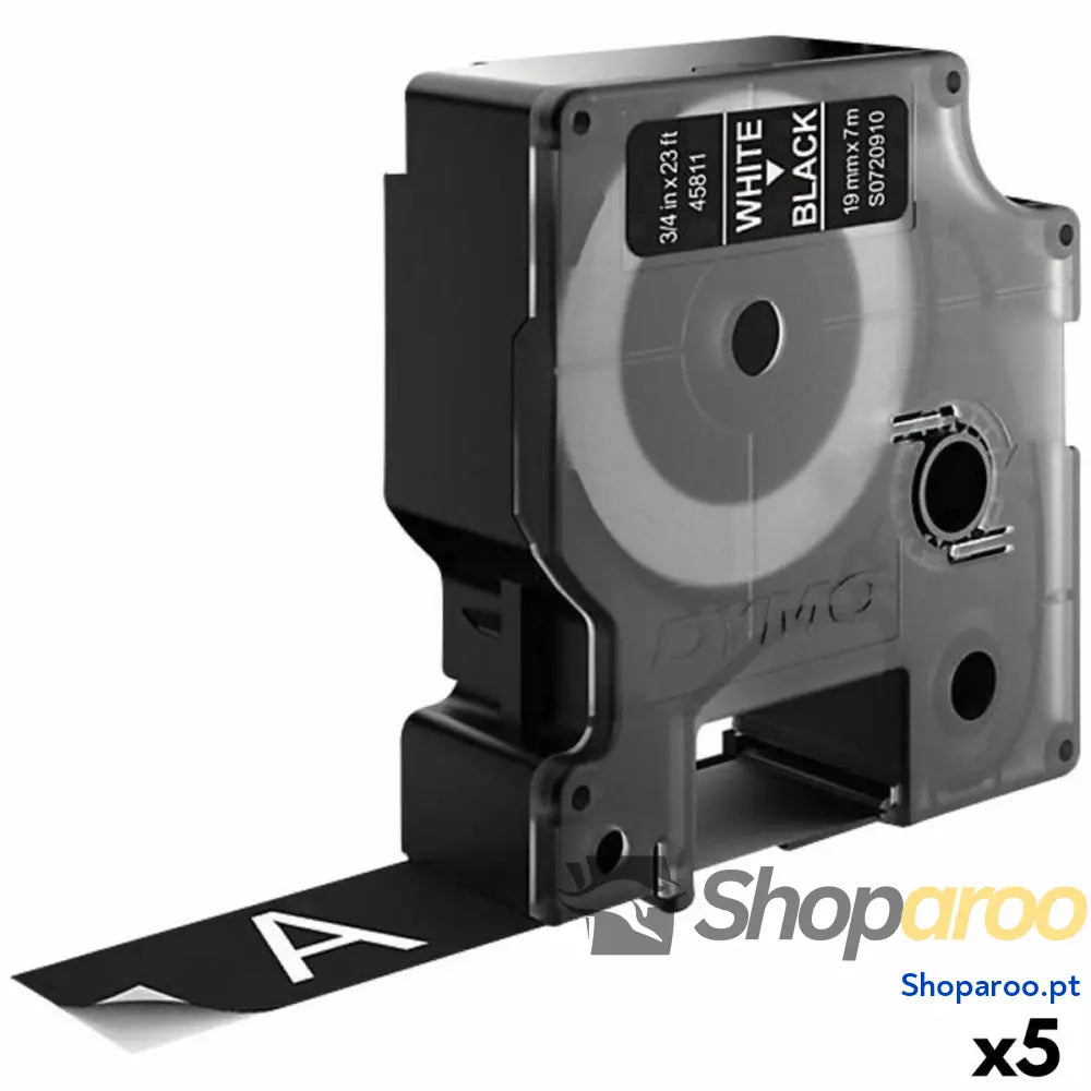 Cinta laminada para máquinas rotuladoras Dymo D1 45811 LabelManager™ Branco Preto (5 Unidades)