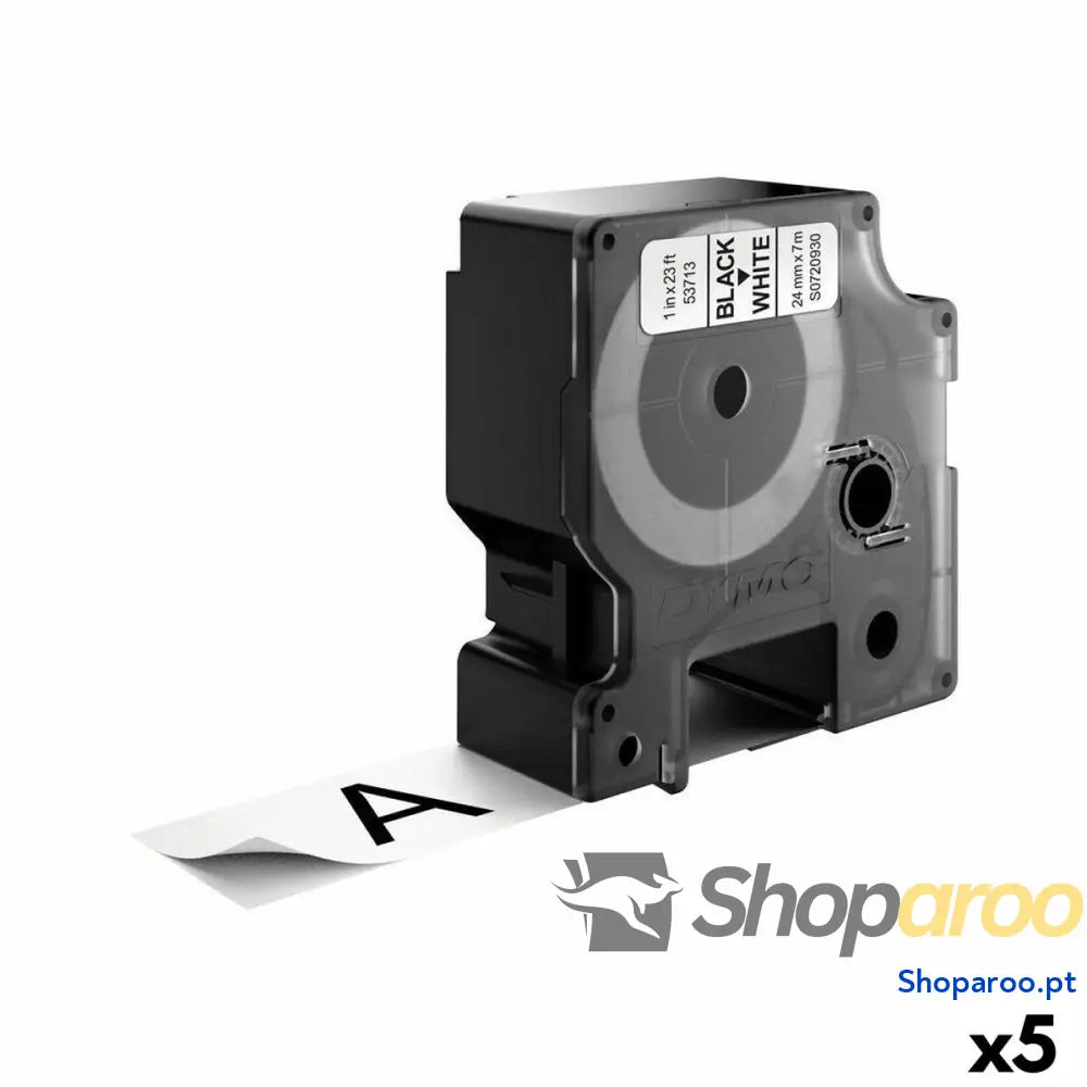 Cinta laminada para máquinas rotuladoras Dymo D1 53713 24 mm LabelManager™ Branco Preto (5 Unidades)