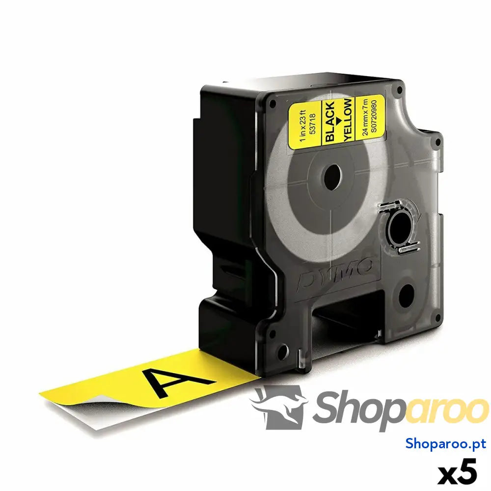 Cinta laminada para máquinas rotuladoras Dymo D1 53718 24 mm LabelManager™ Preto Amarelo (5 Unidades)