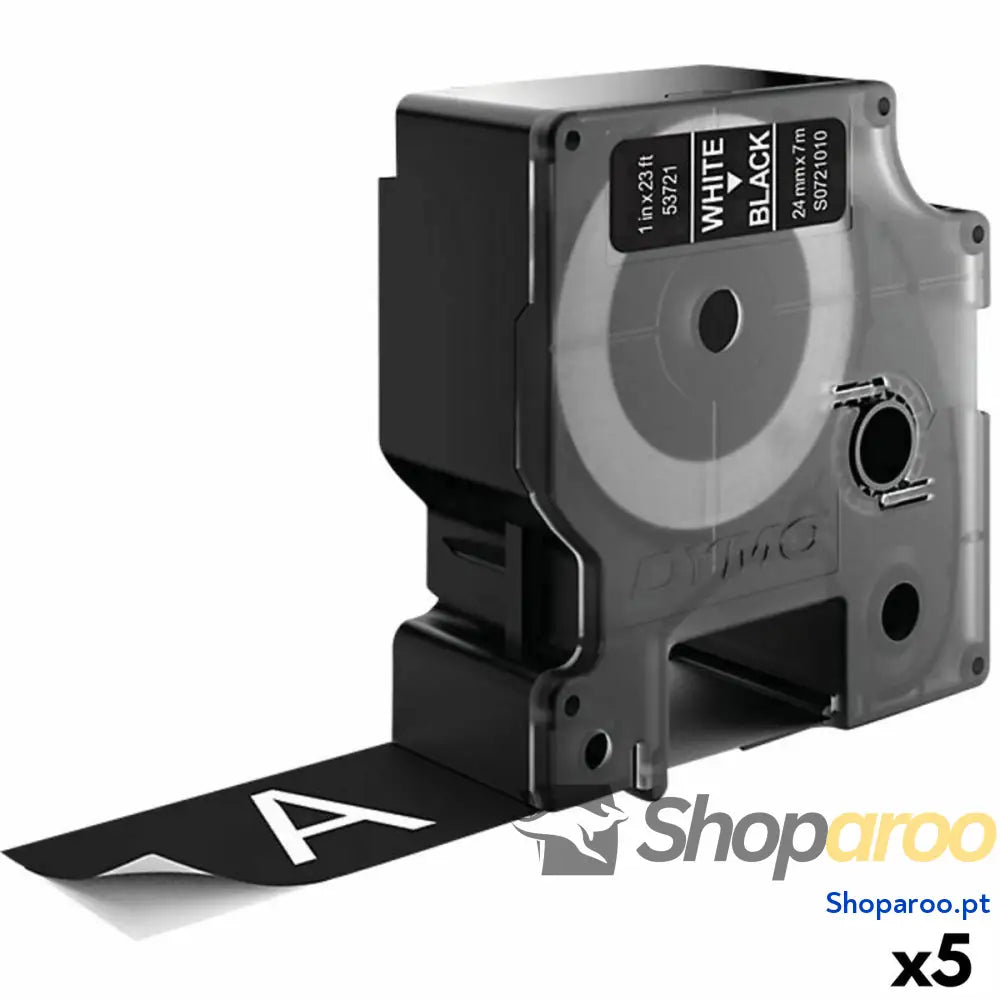 Cinta laminada para máquinas rotuladoras Dymo D1 53721 24 mm LabelManager™ Branco Preto (5 Unidades)
