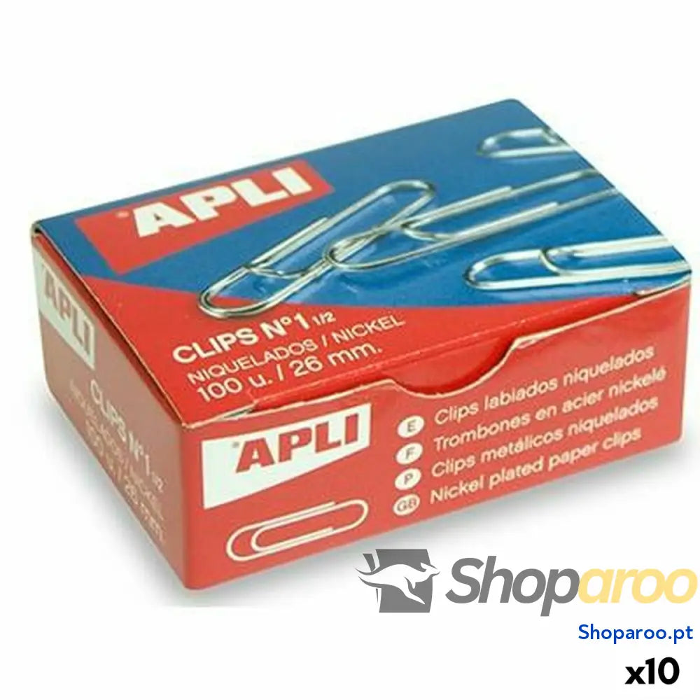 Clipes Apli Nº 1½ Prateado Metal Níquel 26 mm (10 Unidades)