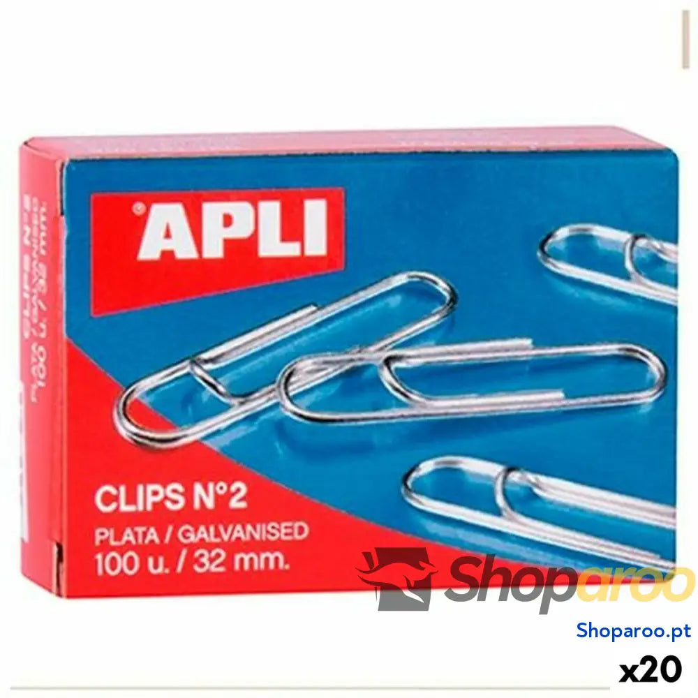 Clipes Apli Nº 2 Prateado Prata 32 mm (10 Peças) (20 Unidades)