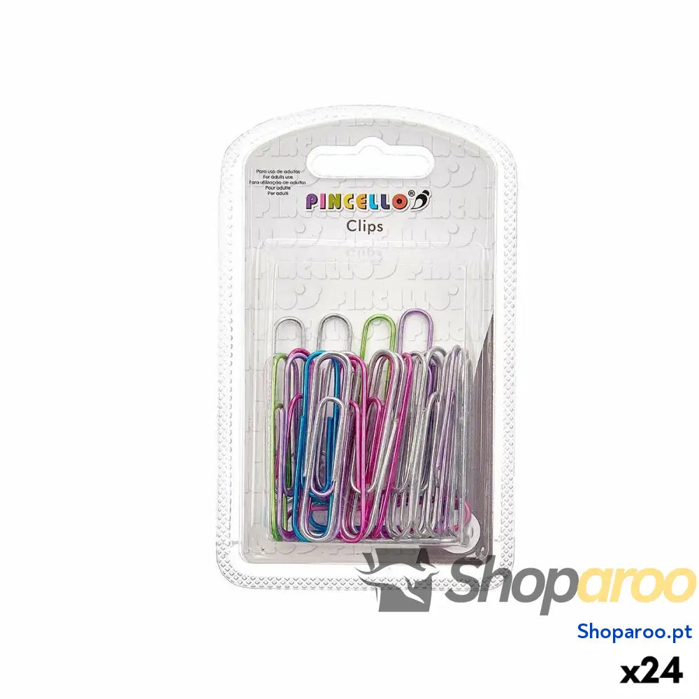 Clipes Pincello 386 Multicolor Metal Grande (24 Unidades)