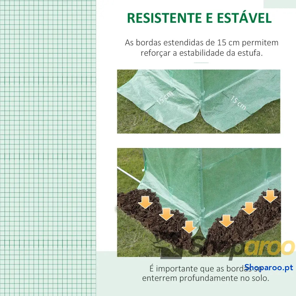 Cobertura de Estufa Túnel 6x3x2m Substituição Polietileno com 12 Janelas e Portas Enroláveis Proteção Plantas