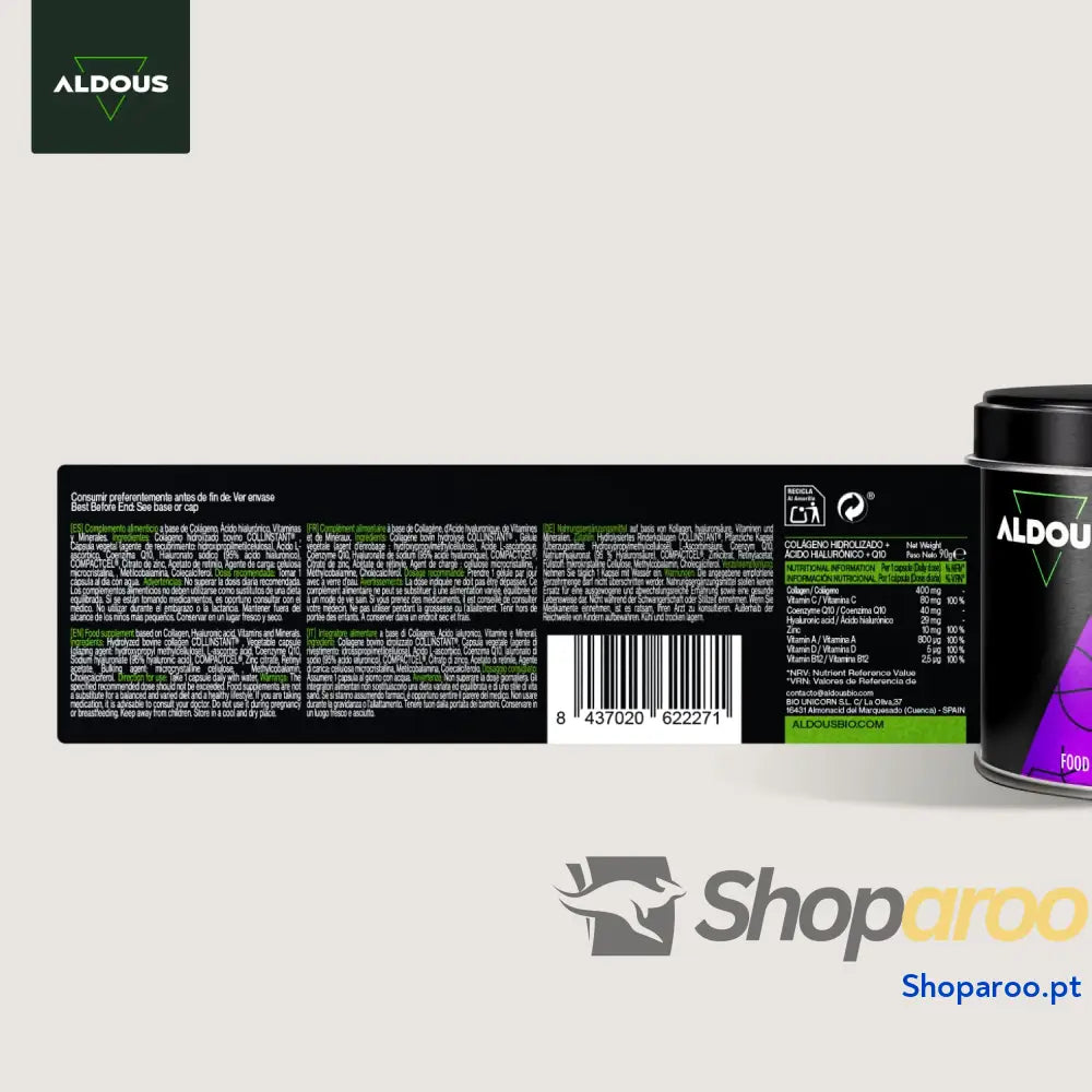 Colágeno Hidrolisado Puro + Ácido Hialurônico + Coenzima Q10 + Vitaminas e B12 + Zinco 120 dias Dose Máxima Fórmula