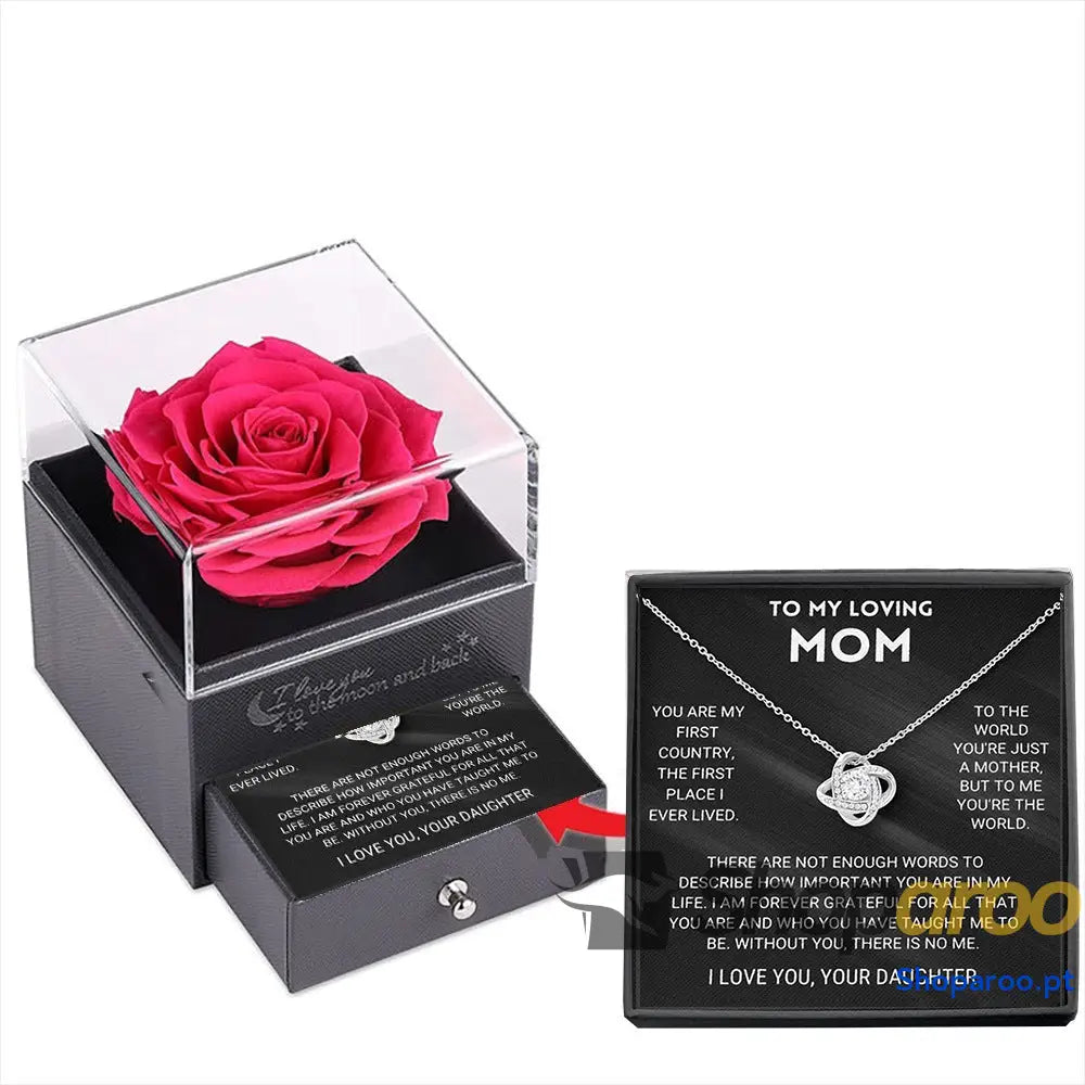 Colar de Trevo Quatro Folhas com Diamantes em Caixa Presente para Mãe