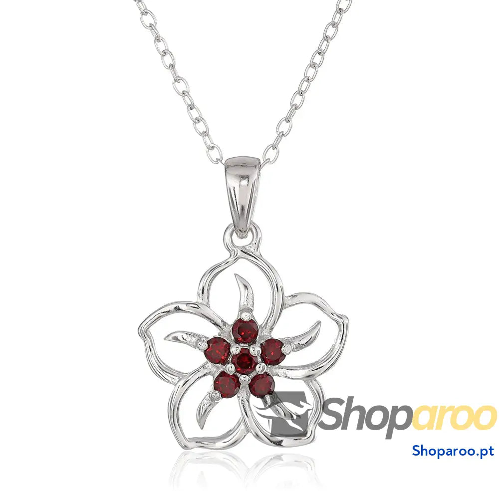 Colar Flor Moissanite S925 em Prata 925 Feminino