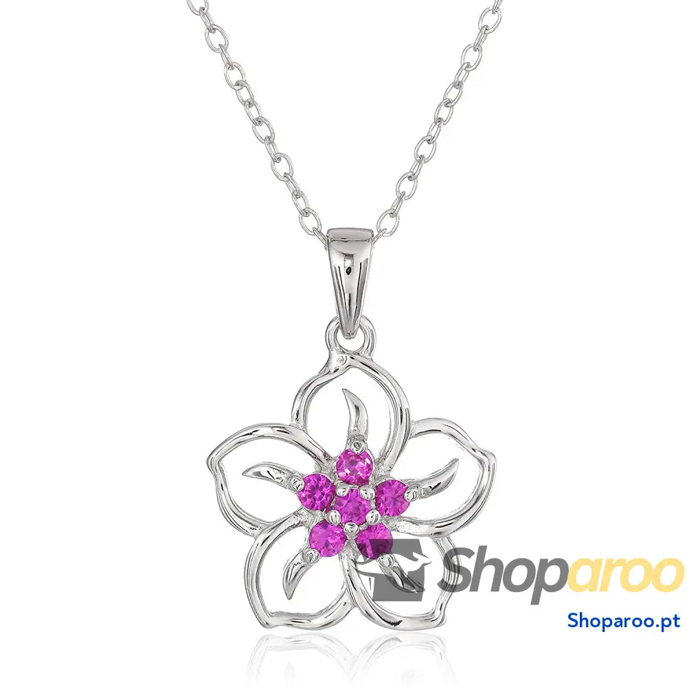 Colar Flor Moissanite S925 em Prata 925 Feminino