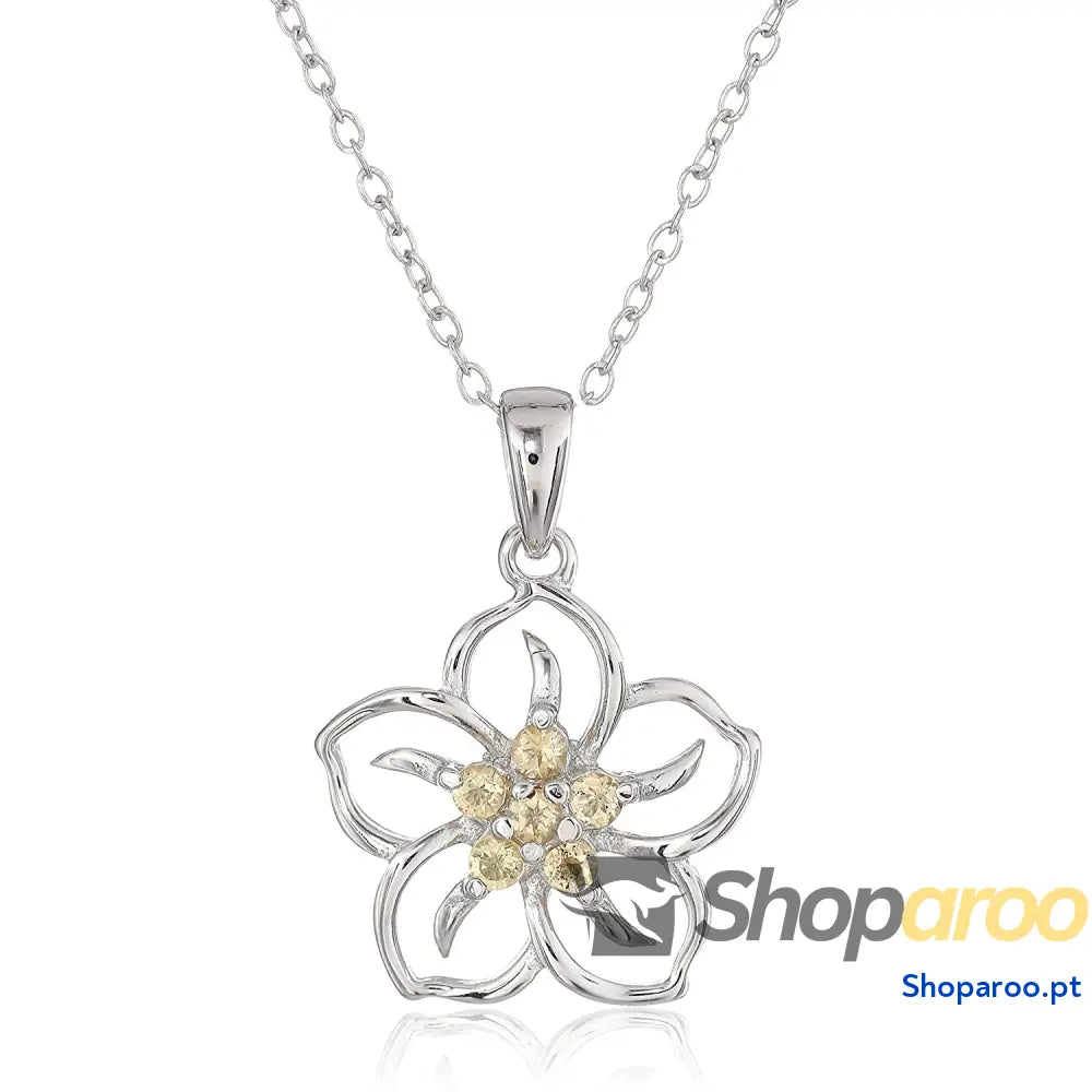 Colar Flor Moissanite S925 em Prata 925 Feminino