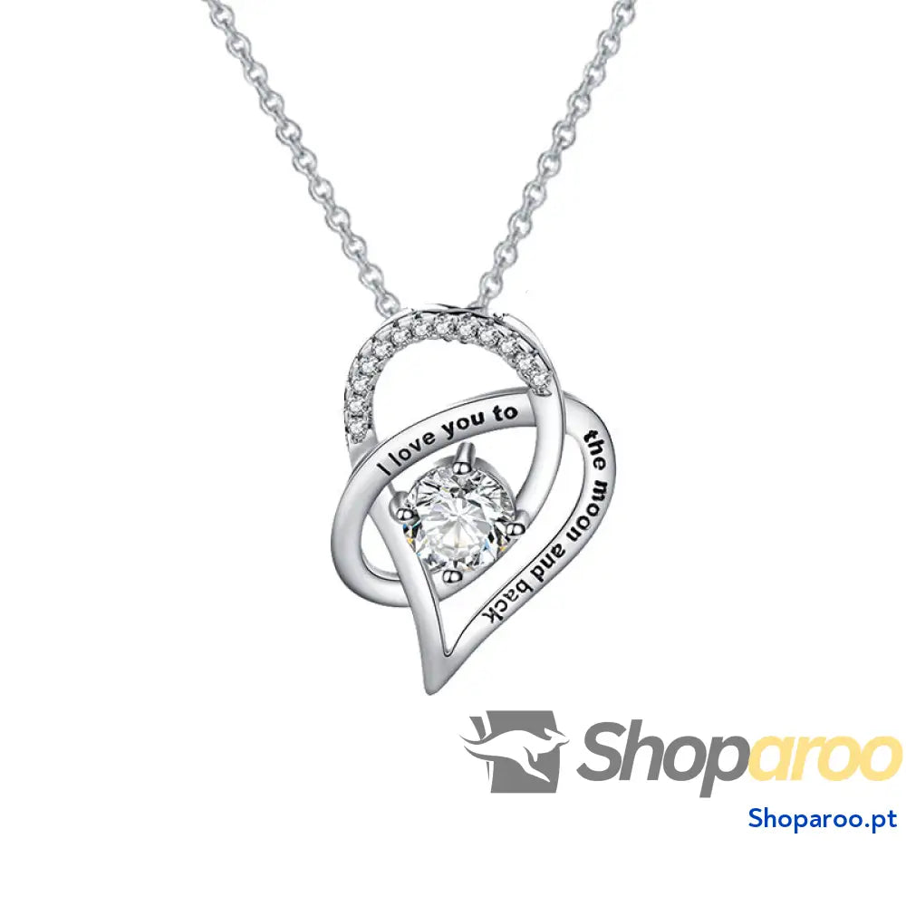 Colar luxuoso com caixa de oferta em forma coração recortado e zircónias incrustadas para uma mãe incrível