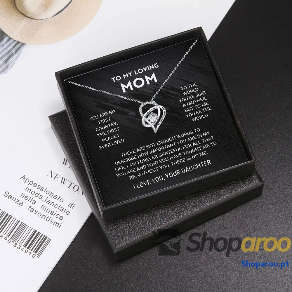 Colar luxuoso com caixa de oferta em forma coração recortado e zircónias incrustadas para uma mãe incrível